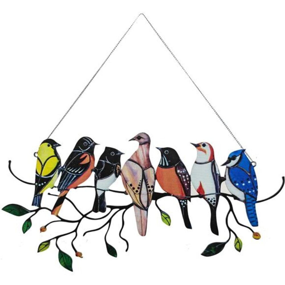 Multicolor Birds On-A-Wire, Metal Bird Series Art Ornaments Pendant Hanging